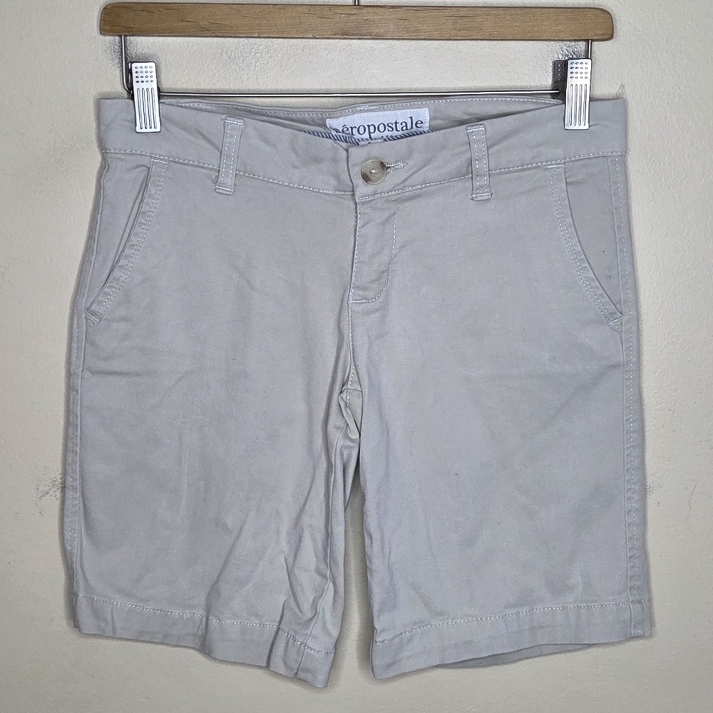 Aeropostale | Girls Khaki Bermuda Twill Uniform Shorts Stretch Size 0